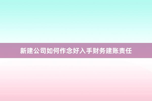 新建公司如何作念好入手财务建账责任